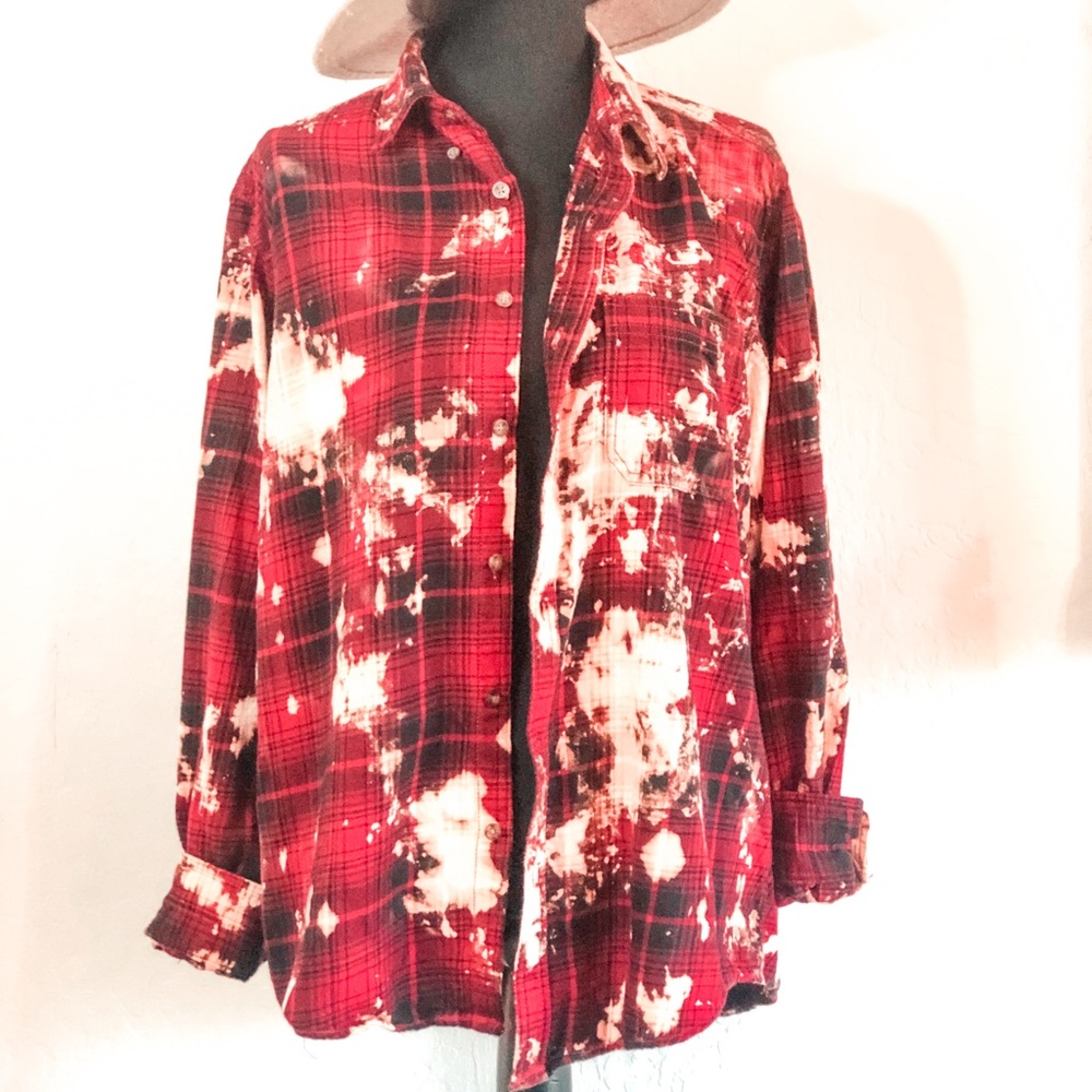 Bleached distressed flannel